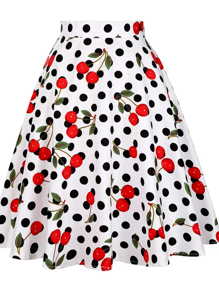 2025 Summer Midi Skirt Runway Vintage Rockabilly Sundress Red Womens Sexy Pinup 50S Cotton Polka Dot Pattern Skater Streetwear by All Mart Bristol Ltd
