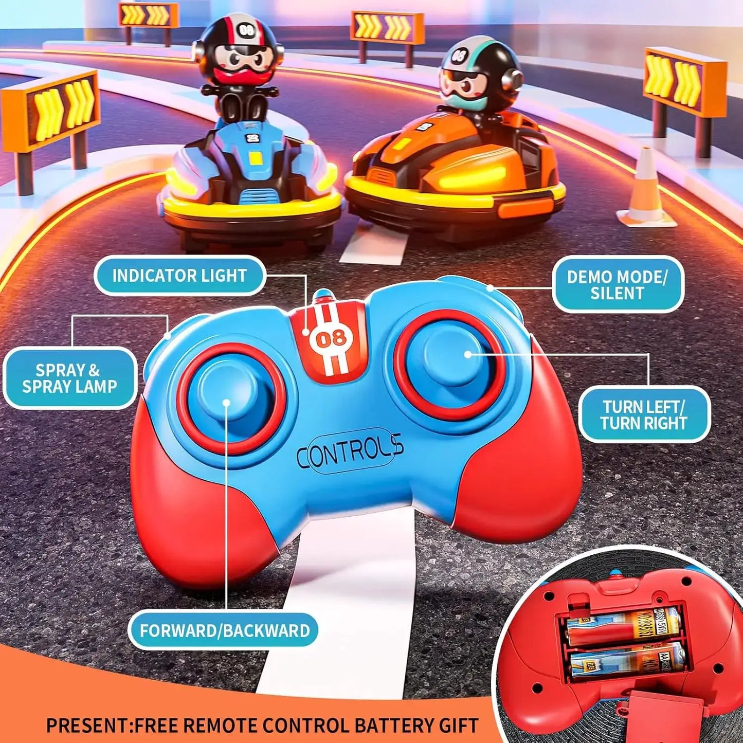 RC Battle Bumper Car Toy for Toddler Boy Girl Catapult Robot Karting Toy with Music Light RC Battle Game for Kids Family Battles by All Mart Bristol Ltd