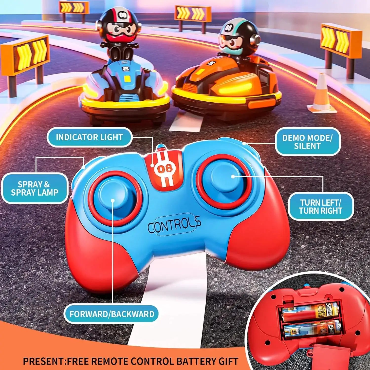 RC Battle Bumper Car Toy for Toddler Boy Girl Catapult Robot Karting Toy with Music Light RC Battle Game for Kids Family Battles by All Mart Bristol Ltd