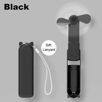 Portable Mini Handheld Fan Small Pocket Fan USB Rechargeable Battery Fan Folding Cooling Hand Fan Mini USB Fan with Power Bank by All Mart Bristol Ltd