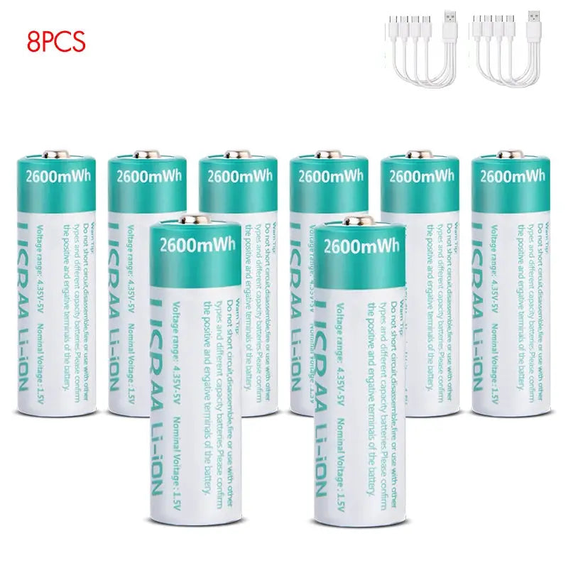 kuugro USB 1.5V 2600mWh AA Rechargeable Battery Type-C Rechargeable aa Lithium Battery for Remote Control Electric Toys Mouse by All Mart Bristol Ltd