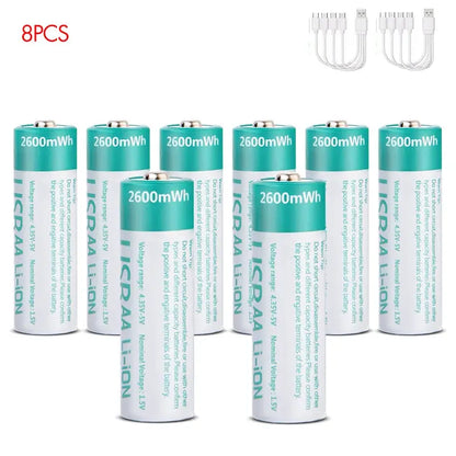 kuugro USB 1.5V 2600mWh AA Rechargeable Battery Type-C Rechargeable aa Lithium Battery for Remote Control Electric Toys Mouse by All Mart Bristol Ltd