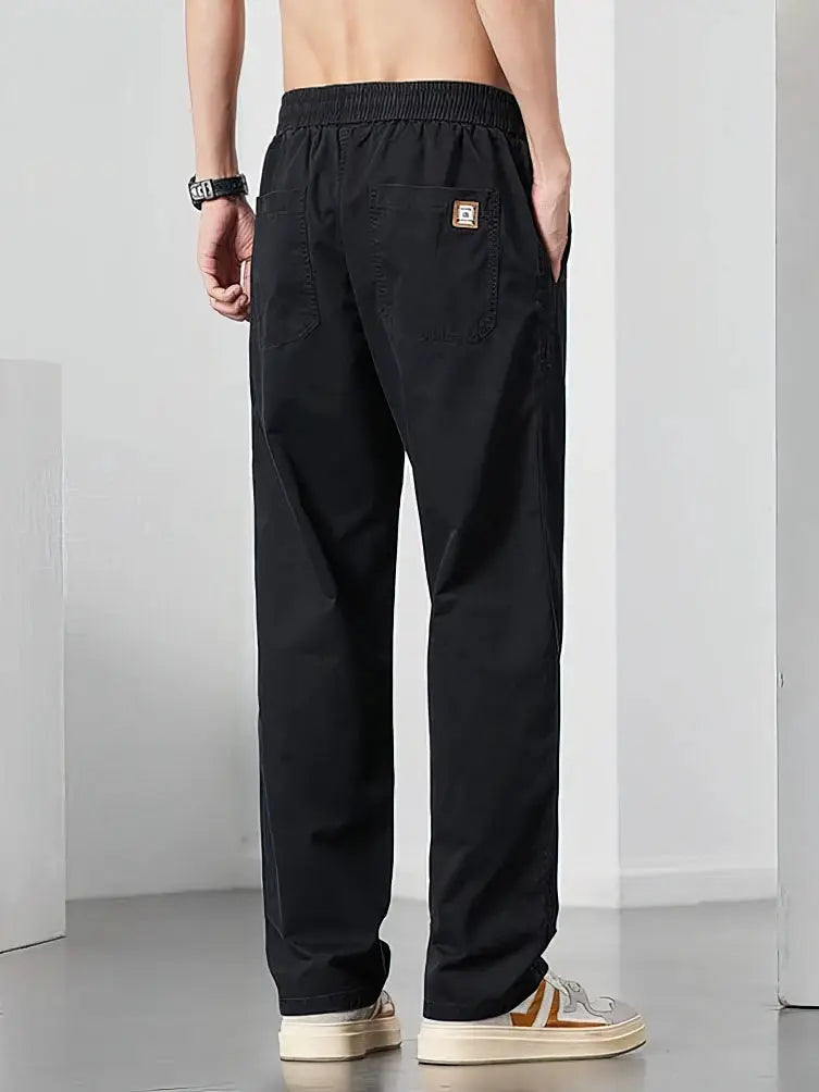 Straight Casual Cargo Pants Men Wide Leg Brown Long Cargo Business Work Trousers Drawstring Baggy Sweatpants Male by All Mart Bristol Ltd