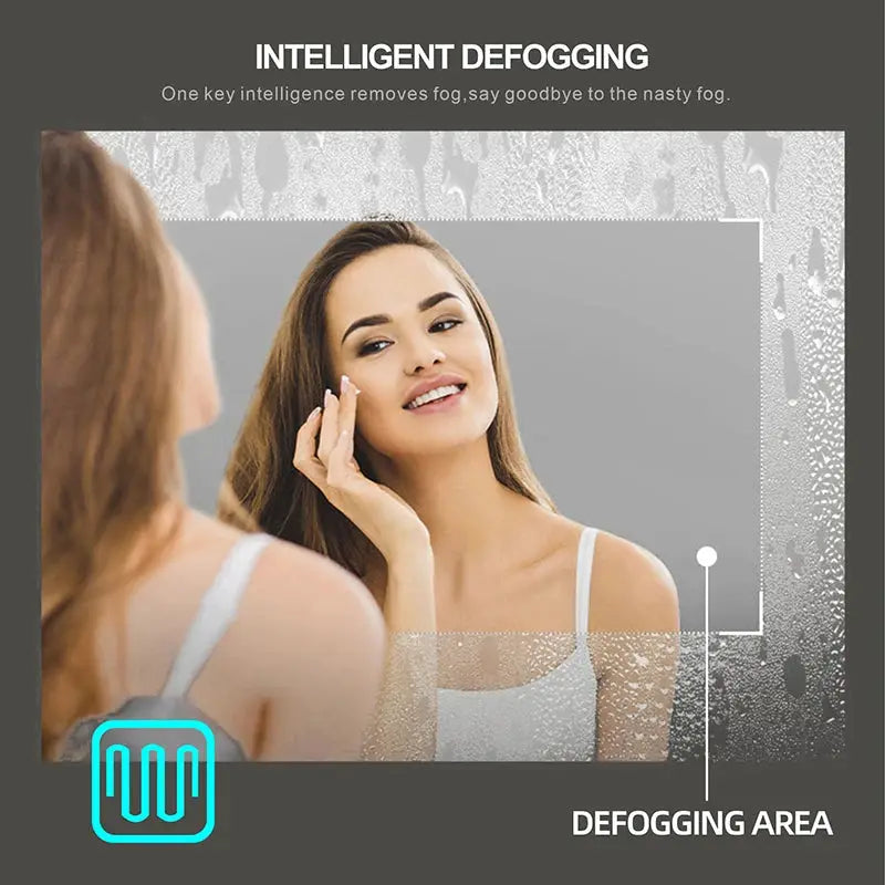 Rectangular Smart Beauty Makeup Bathroom Mirror With 3 Color Light Defogging Touch Button Vantiy Wall Hanging Bathroom Mirrors by All Mart Bristol Ltd