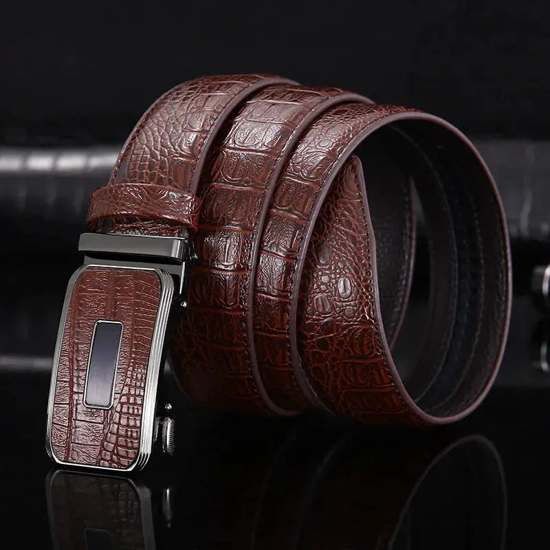 2022 New Luxury Genuine Leather Belt Men's Automatic Buckle Cowhide Leather Belt High-end Youth Business All-match Waistband by All Mart Bristol Ltd