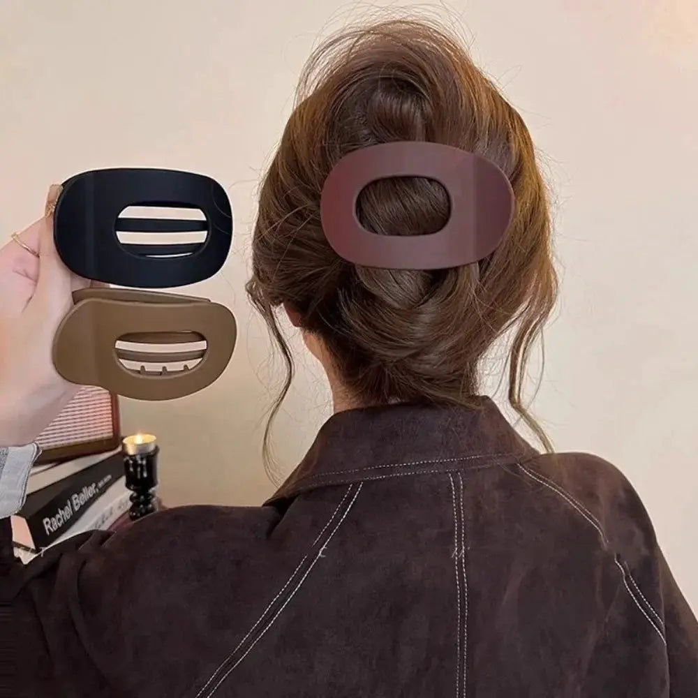 Fashion Oval Hair Claw Clip for Women New Design Leopard Matte Curved Flat Styling Barrettes Acrylic Lying Down Hair Accessories by All Mart Bristol Ltd
