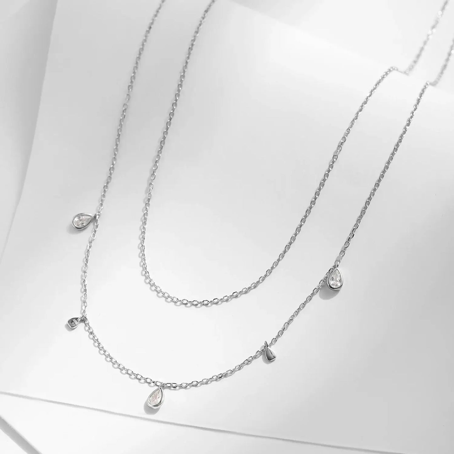 MODIAN Pear Shape Moissanite Pendant Necklace 925 Sterling Silver Double Layer Necklaces For Women Luxury Wedding Jewelry by All Mart Bristol Ltd