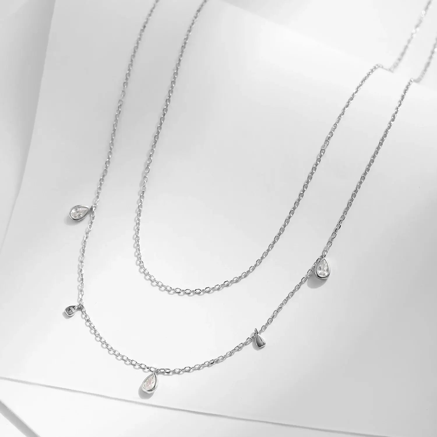 MODIAN Pear Shape Moissanite Pendant Necklace 925 Sterling Silver Double Layer Necklaces For Women Luxury Wedding Jewelry by All Mart Bristol Ltd