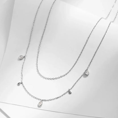 MODIAN Pear Shape Moissanite Pendant Necklace 925 Sterling Silver Double Layer Necklaces For Women Luxury Wedding Jewelry by All Mart Bristol Ltd