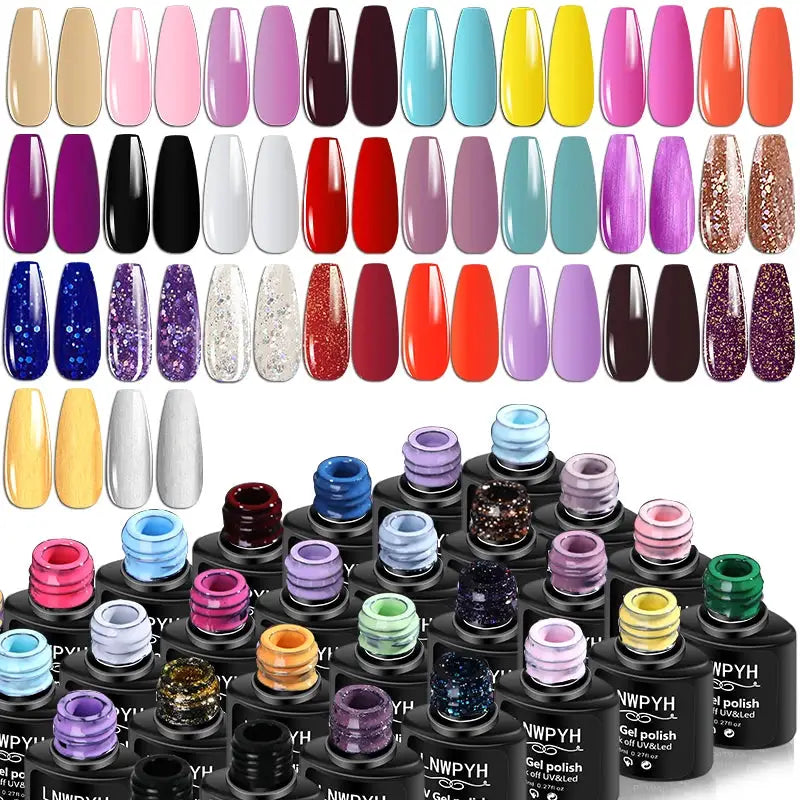 LNWPYH Gel Nail Polish Set Nail Gel Kit 26 Color Semi Permanent UV Led Gel Varnish Soak Off Nail Lacquers Base Coat Top Coat Kit by All Mart Bristol Ltd