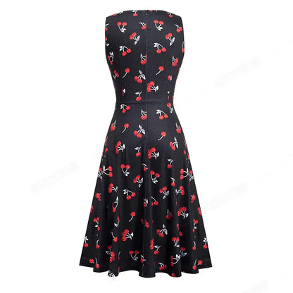 Women Vintage Casual Round Neck A line Summer Elegant Floral Lace Patchwork Sleeveless Tunic Party Swing Dress HA079 by All Mart Bristol Ltd