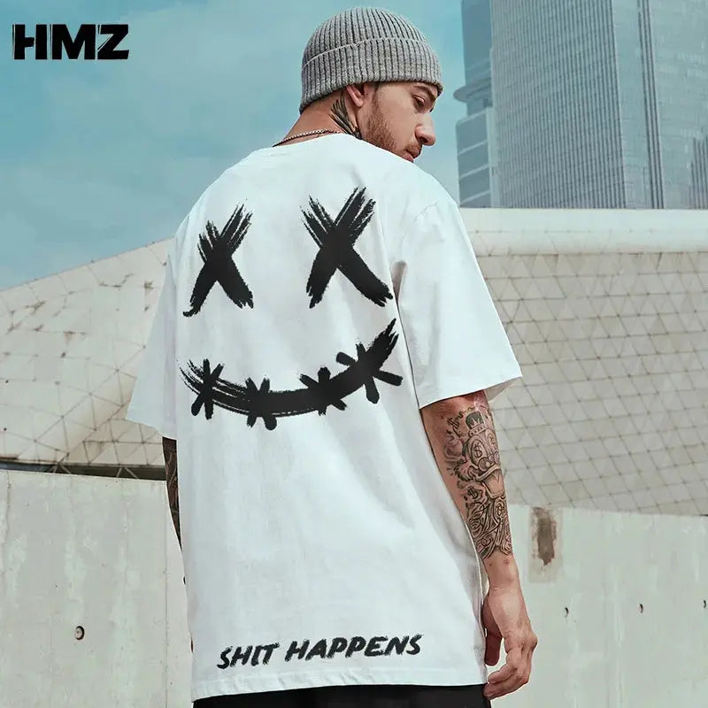 HMZ 2024 T Shirt Streetwear Men Oversized Hip Hop T-Shirt Print Harajuku Tshirt Summer Short Sleeve Cotton Loose Tops Tees Men by All Mart Bristol Ltd