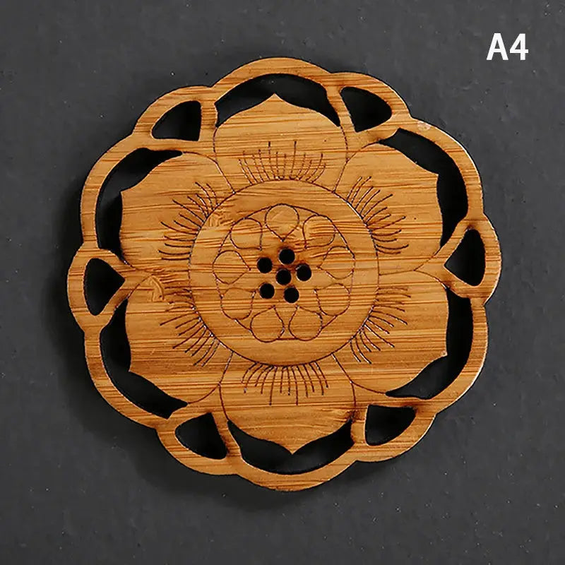 Creative Lotus Flower Drink Coasters Wooden Round Cup Mat Table Mat Tea Coffee Mug Placemat Home Decoration Kitchen Accessories by All Mart Bristol Ltd