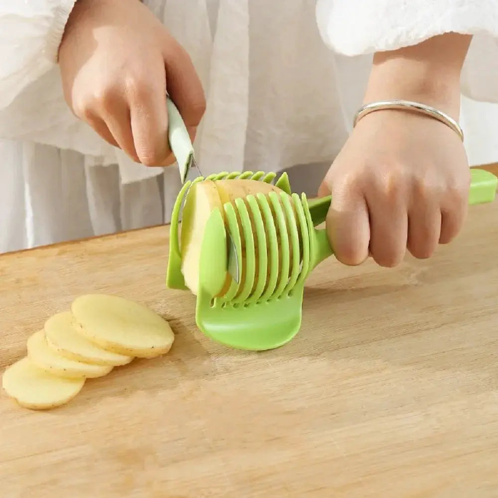 1PC Plastic Kitchen Handheld Potato Slicer Tomato Cutter Tool Lemon Cutting Cooking Kitchen Accessories Kitchenware by All Mart Bristol Ltd