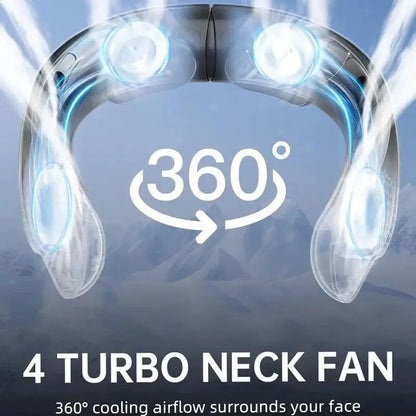 New Quad-Core USB Neck Fan Turbine Vaneless Design Easy Control 4000mAh Digital display for Outdoor Portable Fan Summer Gift by All Mart Bristol Ltd