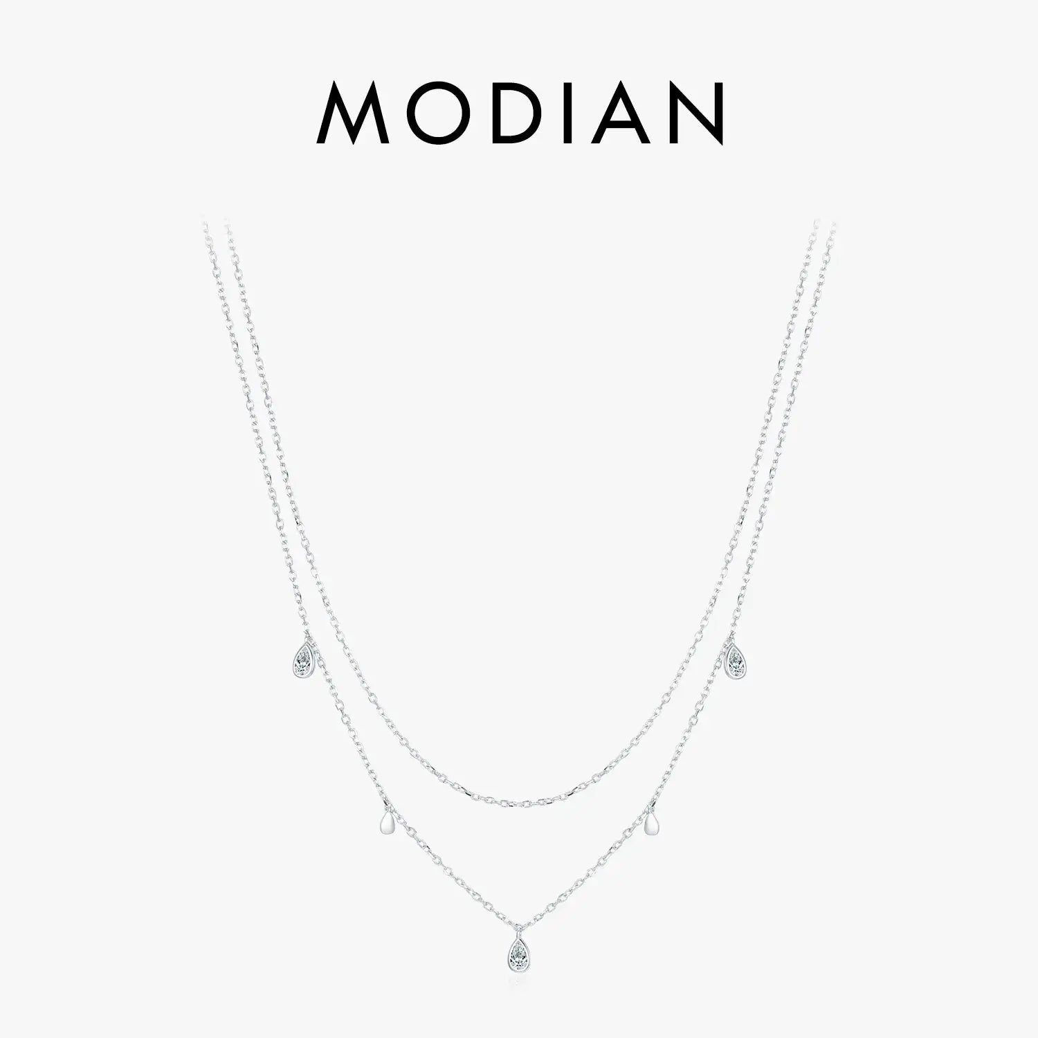 MODIAN Pear Shape Moissanite Pendant Necklace 925 Sterling Silver Double Layer Necklaces For Women Luxury Wedding Jewelry by All Mart Bristol Ltd