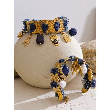 Yhpup Exclusive Design Blue Denim Heart Star Animal Pendant Necklace Bracelet Bangle Popular Charm Jewelry Autumn & Winter New by All Mart Bristol Ltd
