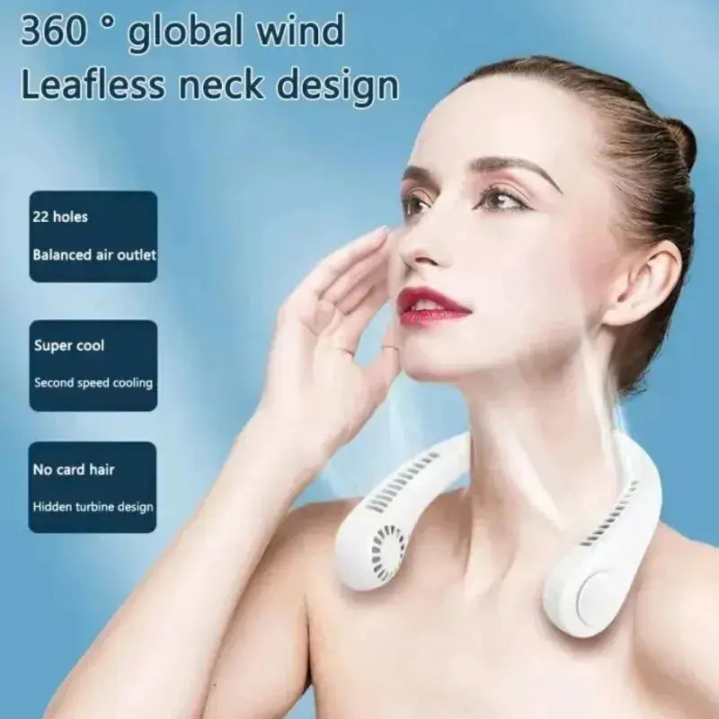 Portable Bladeless Neck Fan Rechargeable 3 Speed Cooling by All Mart Bristol Ltd
