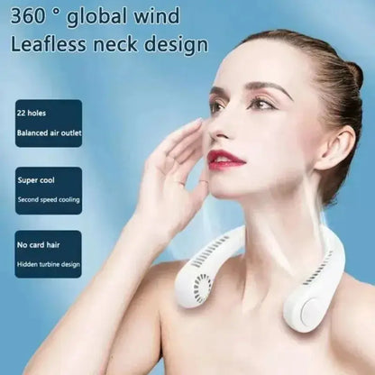 Portable Bladeless Neck Fan Rechargeable 3 Speed Cooling by All Mart Bristol Ltd