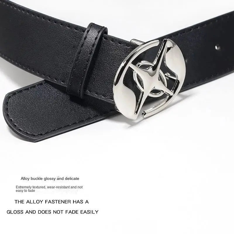 Fashion Metal Star Buckle Leather Belt for Woman Goth Punk Style Waist Belt Man Casual Style Waistband for Jeans Accessories by All Mart Bristol Ltd