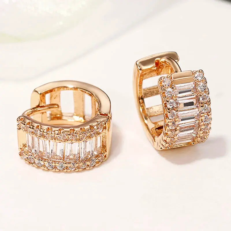 Huitan Fashion Women's Hoop Earrings with Sparkling Cubic Zirconia Fancy Female Ear Accessories Good Quality Wholesale Jewelry by All Mart Bristol Ltd