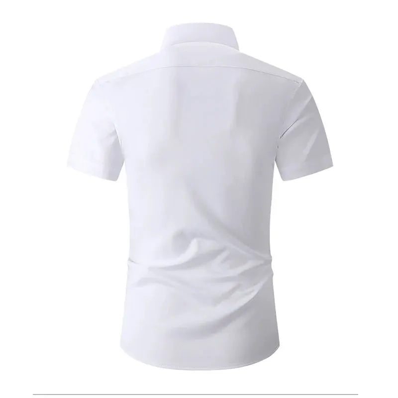 Men's Solid Short Sleeve Shirts Casual Button-Down White Black Shirt USA Size S-XL by All Mart Bristol Ltd