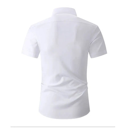 Men's Solid Short Sleeve Shirts Casual Button-Down White Black Shirt USA Size S-XL by All Mart Bristol Ltd