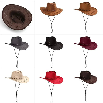 Women Men Cowboy Hat Western Suede Cowgirl Hats Fashion West Fancy Dress Party Headwear Unisex Cap by All Mart Bristol Ltd