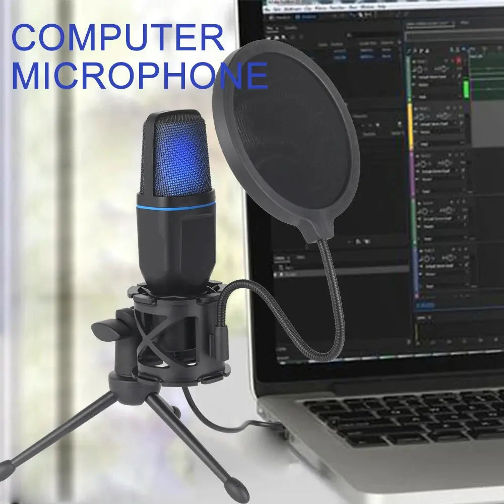 USB Microphone RGB Microfone Condensador Wire Gaming Mic for Podcast Recording Studio Streaming Laptop Desktop PC by All Mart Bristol Ltd