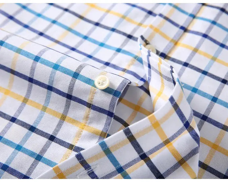 Men's Trendy Plaid Striped Lapel Collar Design Cotton Dress Shirts, Long Sleeve Casual Button Up Commuter Shirt For Spring/Fall by All Mart Bristol Ltd