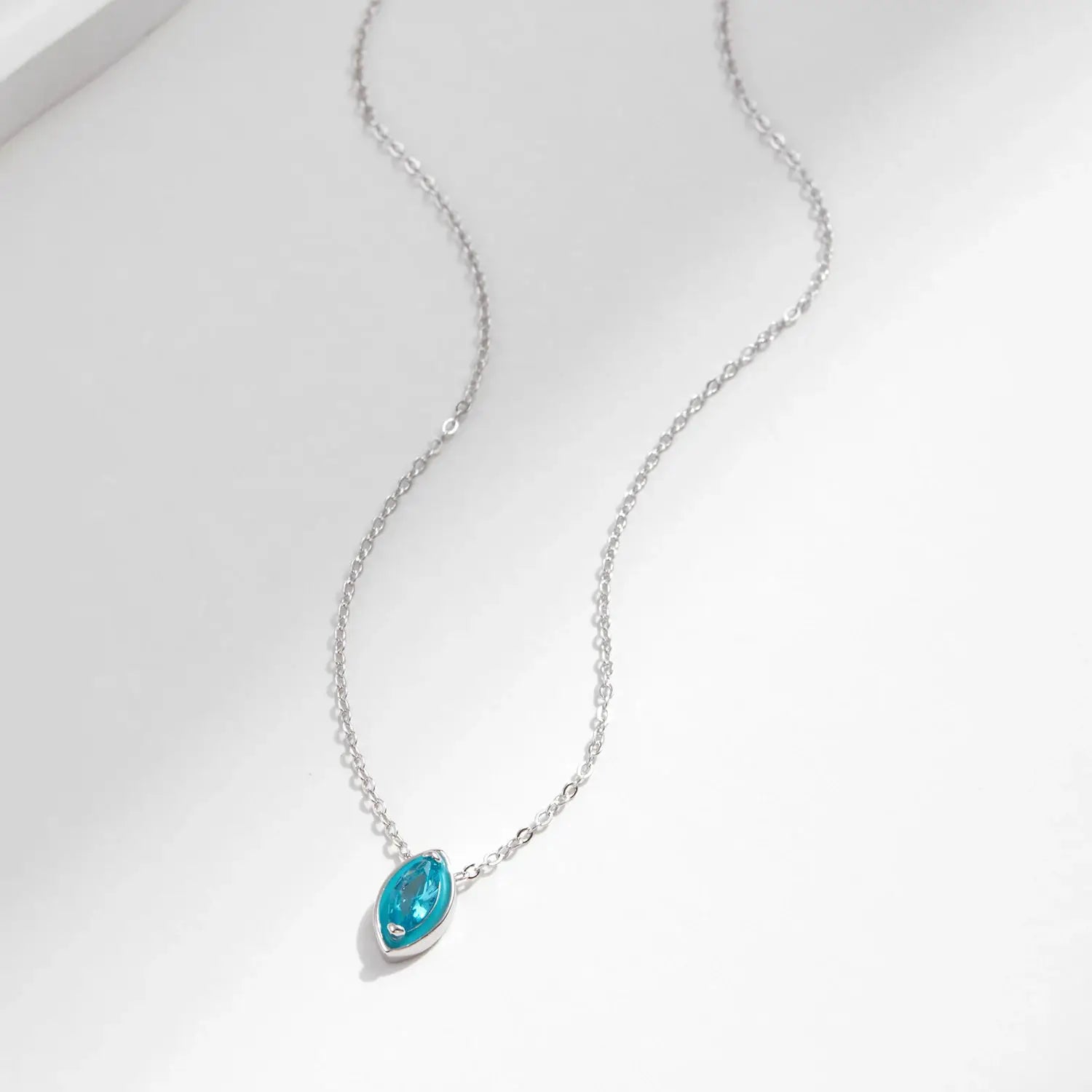 MODIAN 925 Sterling Silver Fashion Mint Green Enamel Pendant Necklace Eye Shape Zircon Link Chain For Women Fine Jewelry Gifts by All Mart Bristol Ltd
