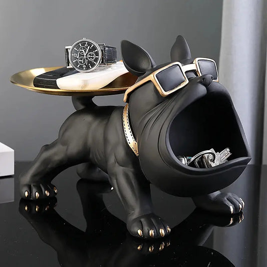Nordic Home Decor French Bulldog Tray Big Mouth Dog Statue Table Decoration Animal Ornament Interior for Home Decor Living Room by All Mart Bristol Ltd