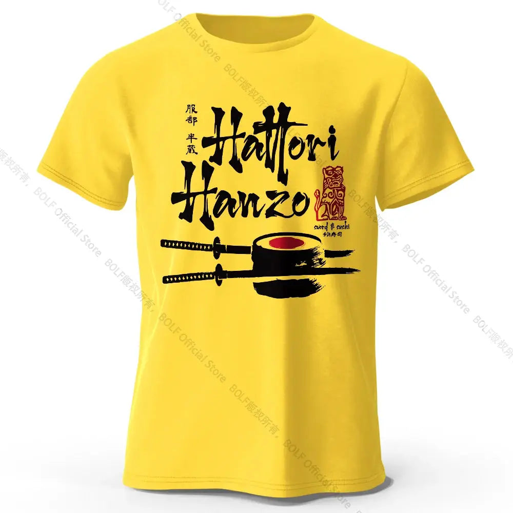 Men's Hattori Hanzo Printed T-Shirt 100% Cotton Oversized Ninja Graphic Tees for Women Summer Tops Samurai Streetwear by All Mart Bristol Ltd