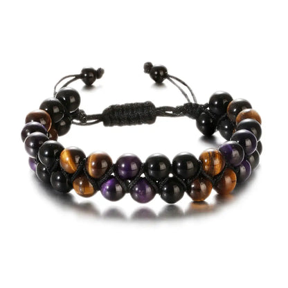 Fashion Men Bracelets Hematite Tiger Eye Double Layer Row Bracelets Pulsera Hombre Magnetic Health Protection Healing Bracelets by All Mart Bristol Ltd