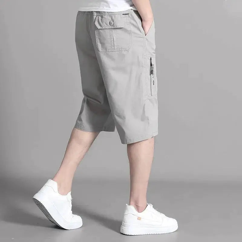 Mens Cargo Shorts Knee Pants Zipper Pocket Summer Cotton Shorts Climbing Jogger Elastic Waist Sports Wear Casual Short Pants by All Mart Bristol Ltd