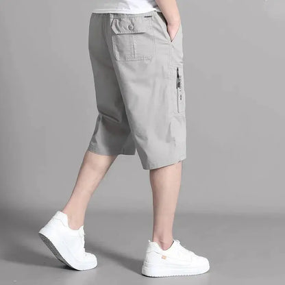 Mens Cargo Shorts Knee Pants Zipper Pocket Summer Cotton Shorts Climbing Jogger Elastic Waist Sports Wear Casual Short Pants by All Mart Bristol Ltd