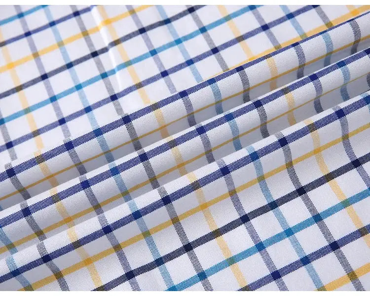 Men's Trendy Plaid Striped Lapel Collar Design Cotton Dress Shirts, Long Sleeve Casual Button Up Commuter Shirt For Spring/Fall by All Mart Bristol Ltd