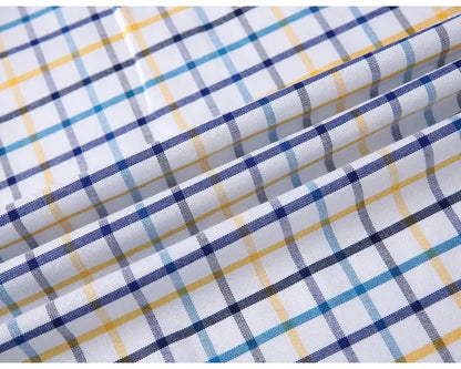 Men's Trendy Plaid Striped Lapel Collar Design Cotton Dress Shirts, Long Sleeve Casual Button Up Commuter Shirt For Spring/Fall by All Mart Bristol Ltd