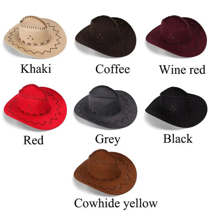 Women Men Cowboy Hat Western Suede Cowgirl Hats Fashion West Fancy Dress Party Headwear Unisex Cap by All Mart Bristol Ltd