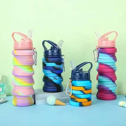 Silicone Foldable Water Bottle for Sports Leakproof BPA Free Water Bottle with Carabiner Collapsible Cycling Water Bottle by All Mart Bristol Ltd