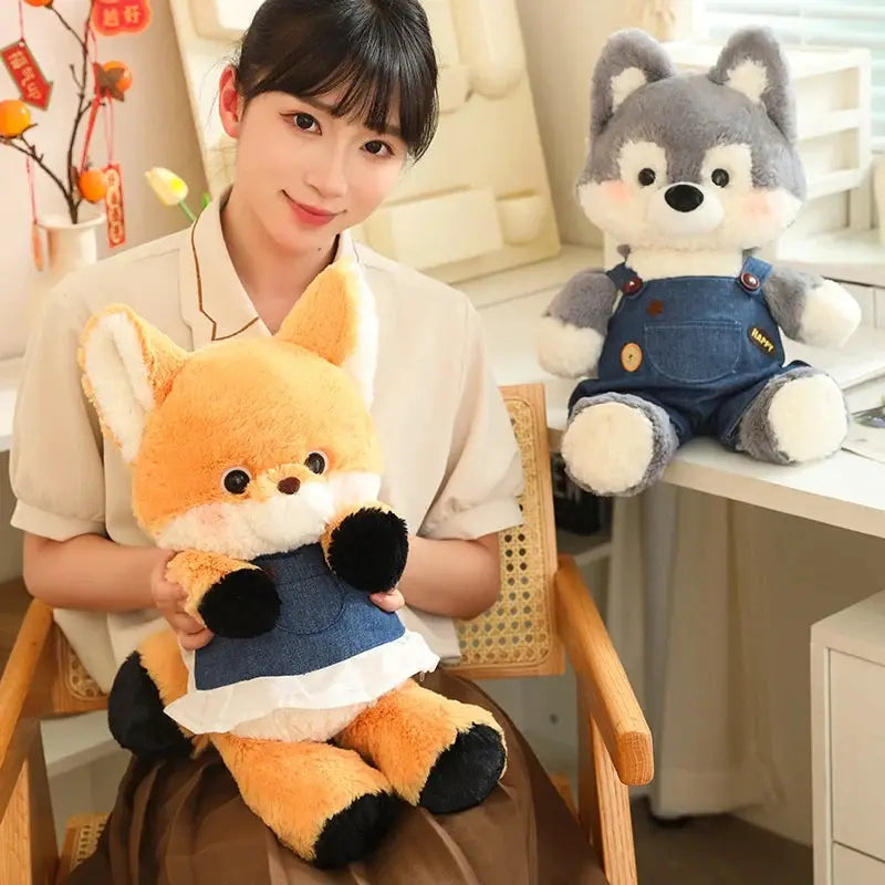50cm New Kawaii Running Fox Wolf Plush Toys Cartoon Stuffed Animal Lovely Soft Cuddly Baby Plushie Doll Toy for Girls Gift Decor by All Mart Bristol Ltd