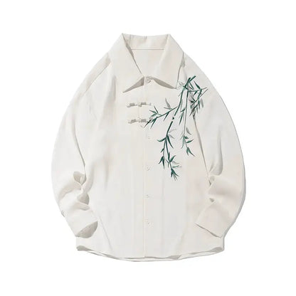 Men Loose Fit Embroidered Floral Casual Shirt Streetwear Oversized Comfortable Spring Summer Fashion Trendy Stylish Top Apparel by All Mart Bristol Ltd