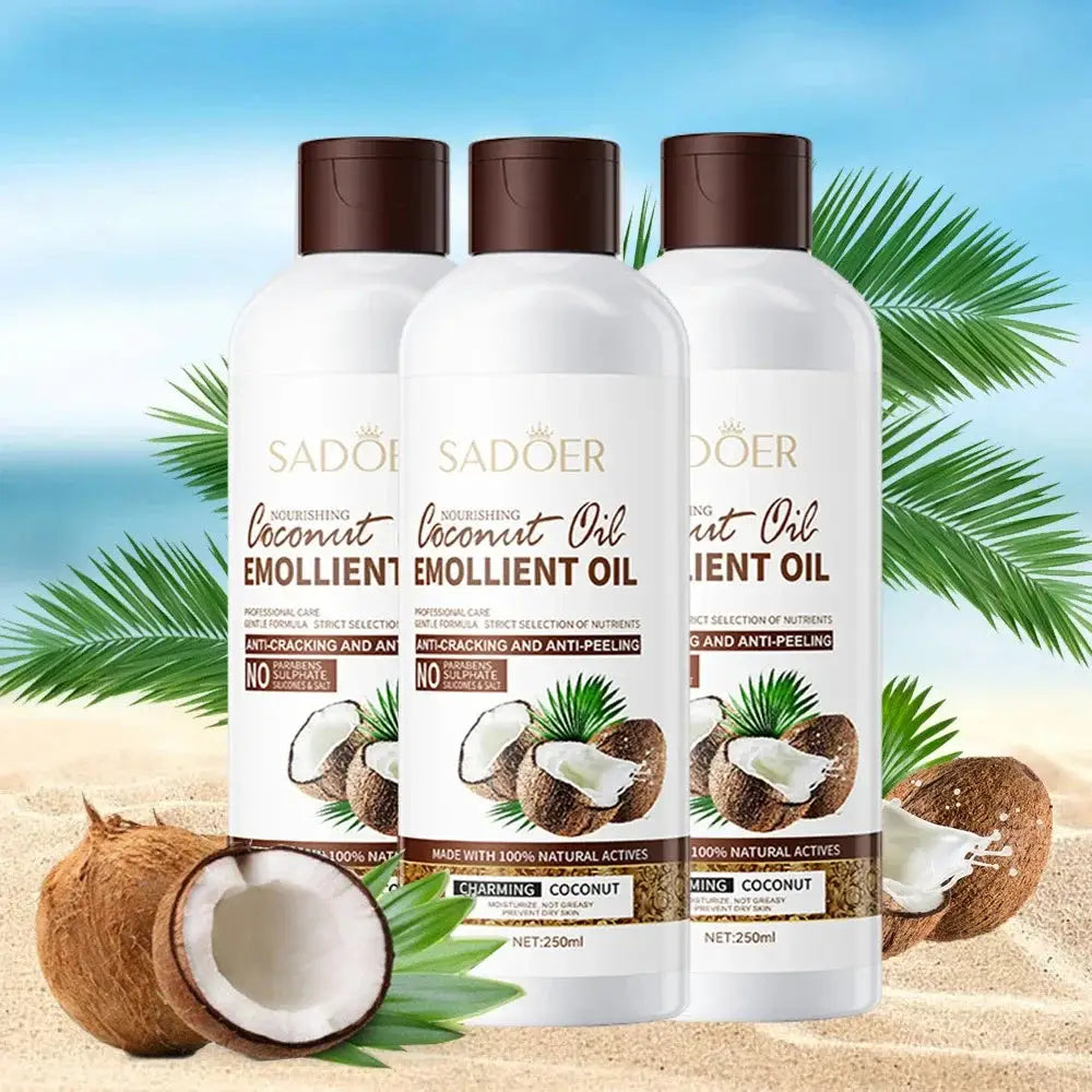 250ml Coconut Sooth Dry Skin Lighten Fine Lines Face Massage Oil Nourishes Hair Removes Frizz Hair Care Oil Firming Body Oil by All Mart Bristol Ltd
