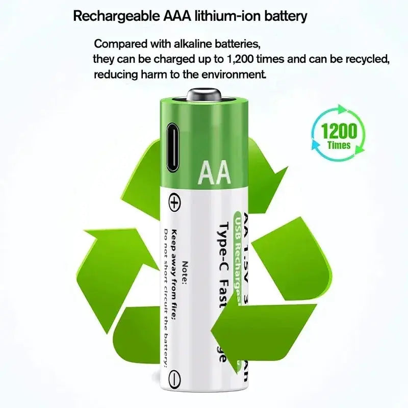 2025NEW Lithium-Ion Battery Type-C Rechargeable High-Capacity Battery AA&AAA Battery For remote control, mouse, electric toys by All Mart Bristol Ltd