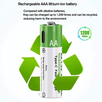 2025NEW Lithium-Ion Battery Type-C Rechargeable High-Capacity Battery AA&AAA Battery For remote control, mouse, electric toys by All Mart Bristol Ltd
