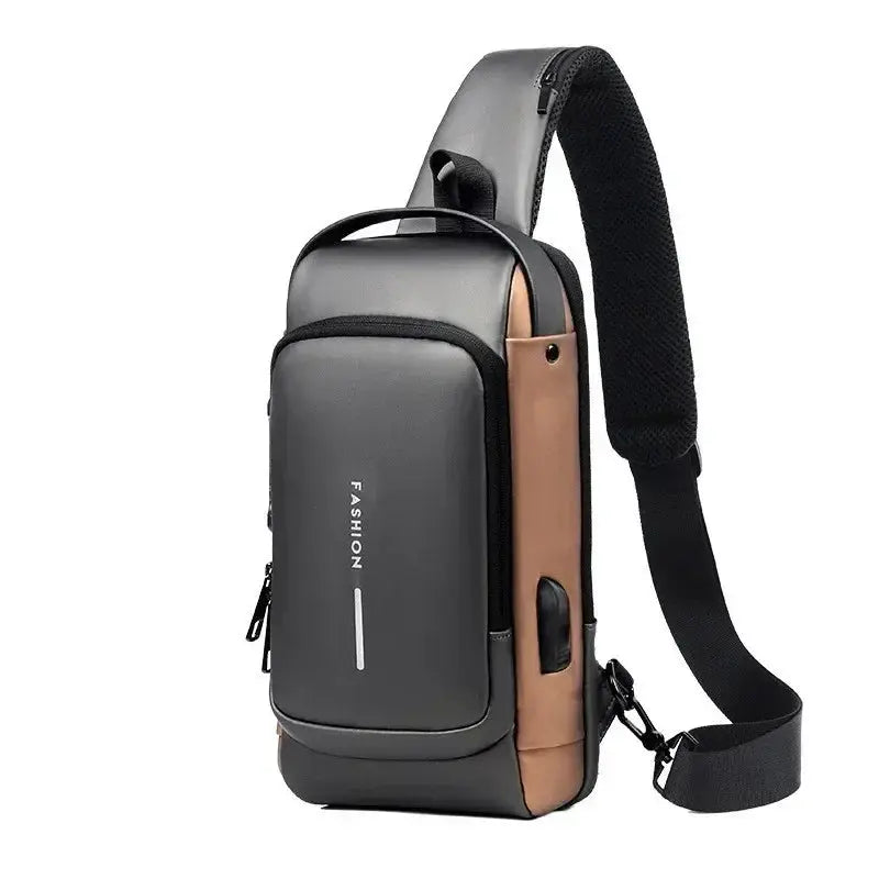 Men Anti Theft Chest Bag Shoulder Bags USB Charging Crossbody Package School Short Trip Messengers Bags Men's Oxford Sling Pack by All Mart Bristol Ltd