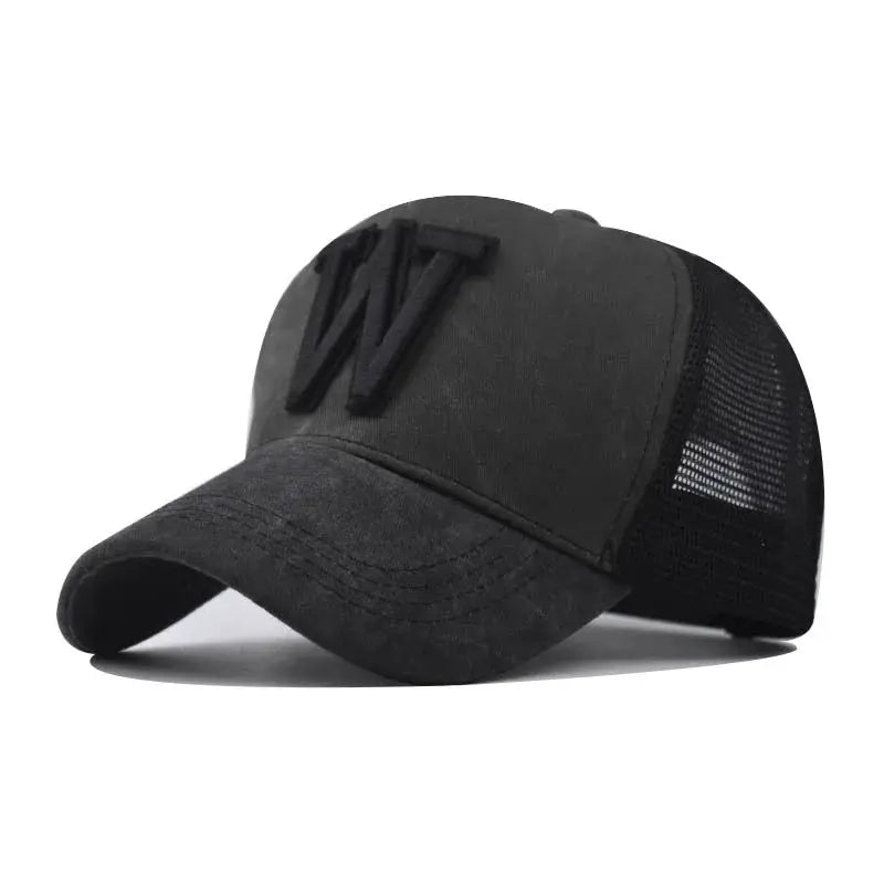 Fashion New Women Men Mesh Baseball Cap Male Lady Breathable W Embroidery Snapback Hats Unisex Trucker Hats Cap For Women Men by All Mart Bristol Ltd