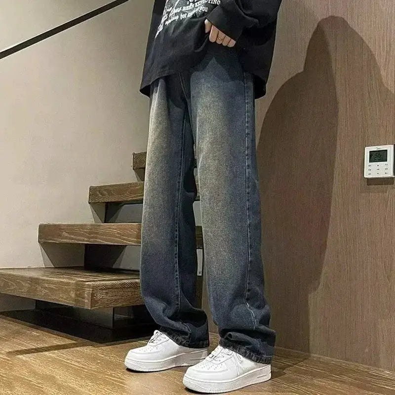 Fashion Men Straight Leg Work Wear Jeans Male Classic Vintage Outside Casual Denim Pants Daily Simple Streetwear Denim Trousers by All Mart Bristol Ltd