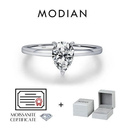 MODIAN D Color Pear Cut Moissanite Ring 925 Sterling Silver Water Drop Lab Diamond Wedding Rings For Women Wedding Fine Jewelry by All Mart Bristol Ltd