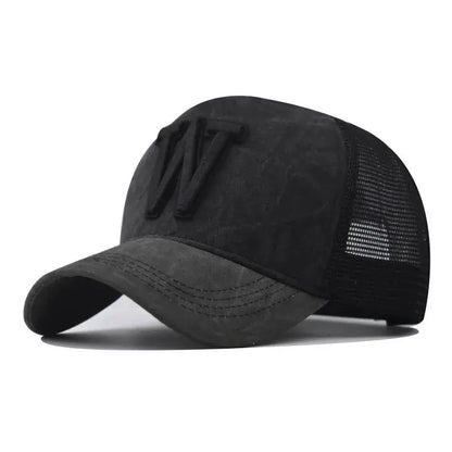 Fashion New Women Men Mesh Baseball Cap Male Lady Breathable W Embroidery Snapback Hats Unisex Trucker Hats Cap For Women Men by All Mart Bristol Ltd
